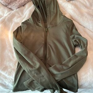 SHEIN Green Long Sleeve Zippered Hoodie